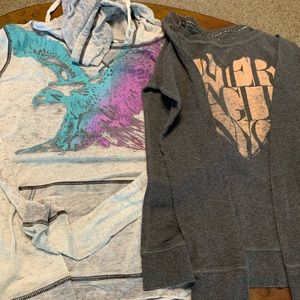 American Eagle Gray hoodie thermal longsleeve M